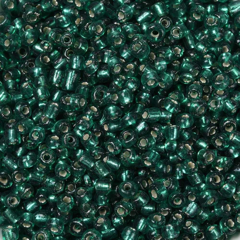 Seedbeads 8/0 mörkgrön silverfoil rocaillespärlor - 3