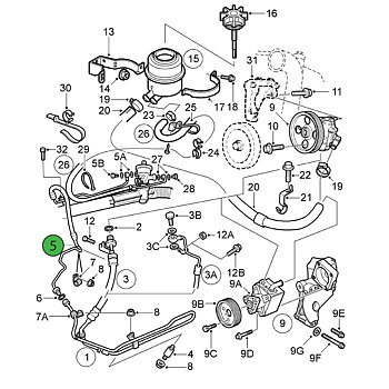 Pressure hose P/S 9-5 Z19DTH RHD