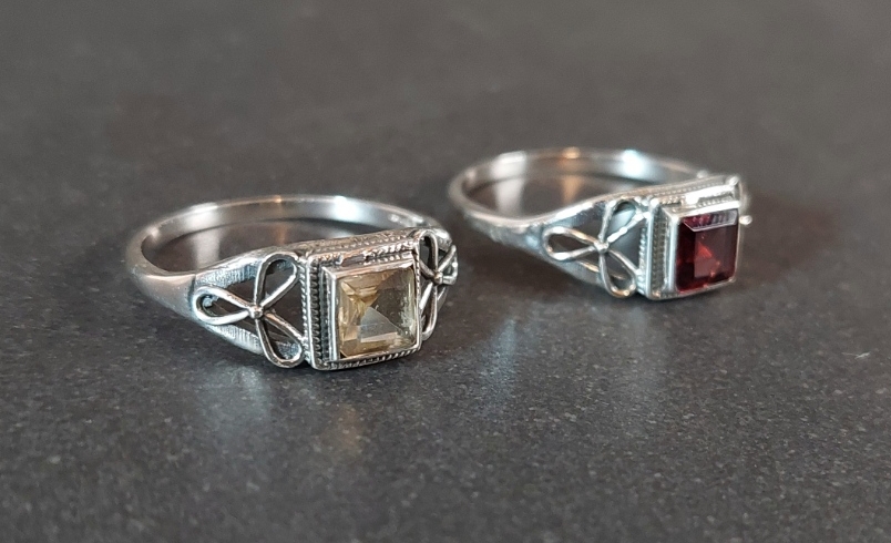 Silverring med Sten - Kvadrat 