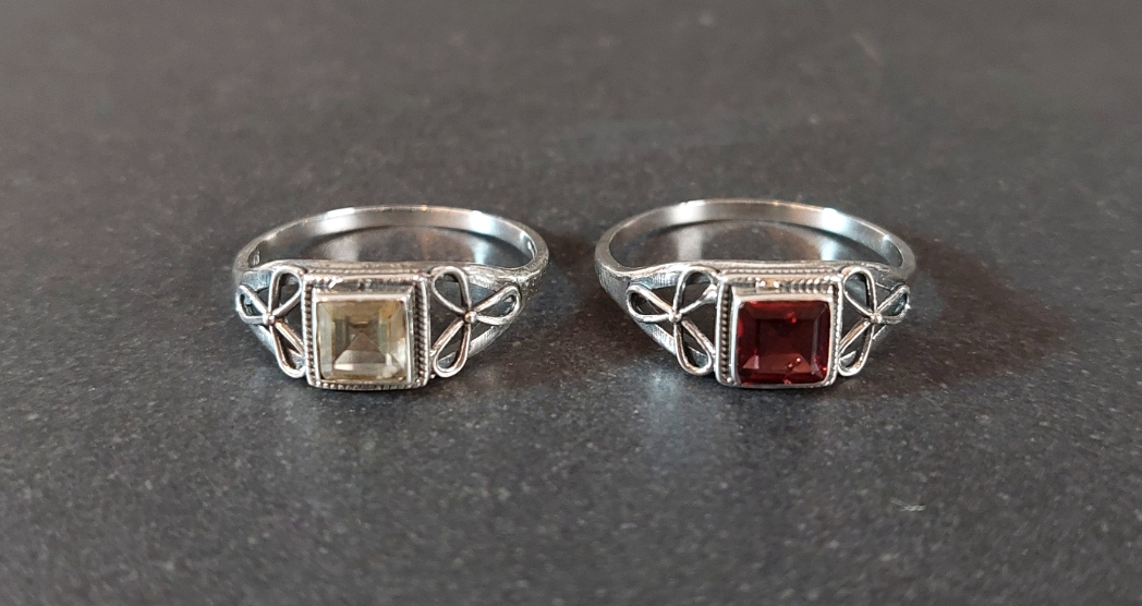 Silverring med Sten - Kvadrat  - 2