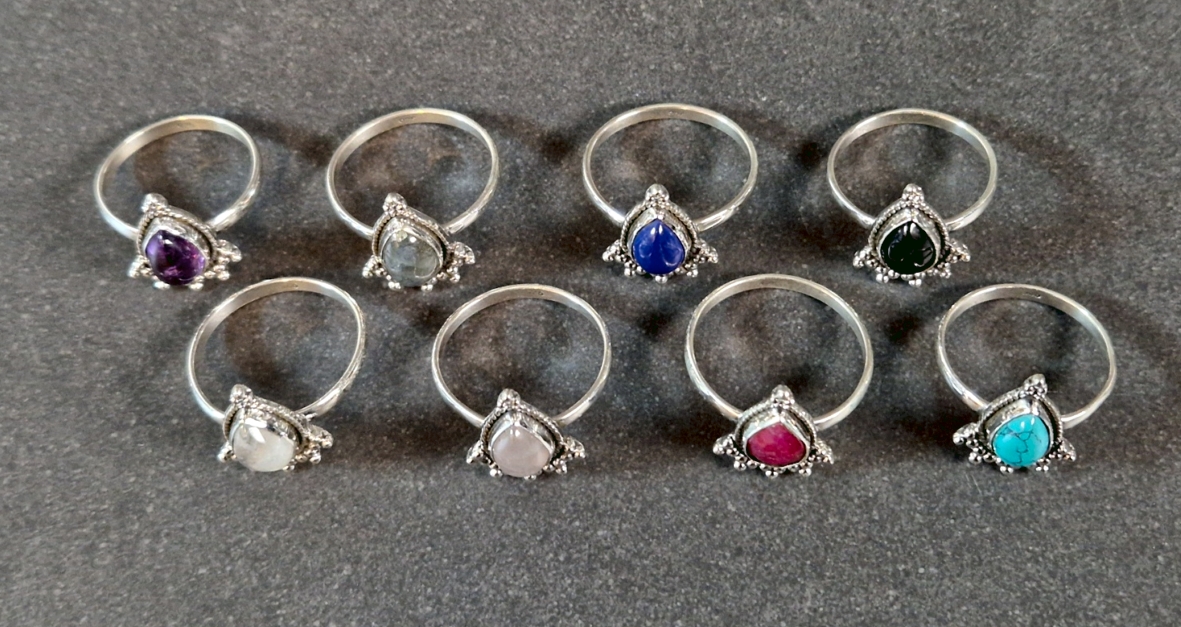 Silverring med Cabochon - Droppe - 2