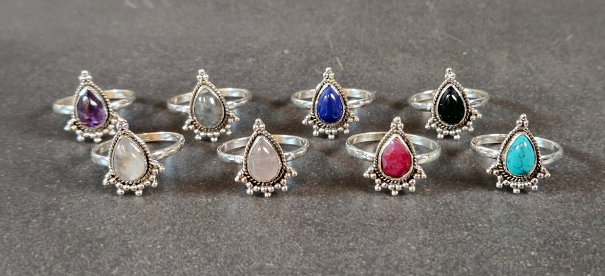 Silverring med Cabochon - Droppe