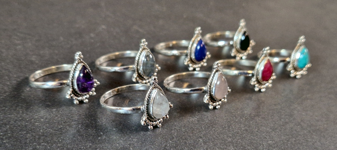 Silverring med Cabochon - Droppe - 3