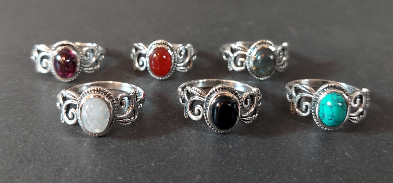 Silverring med Cabochon - Blad - 2