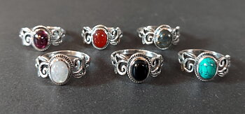 Silverring med Cabochon - Blad