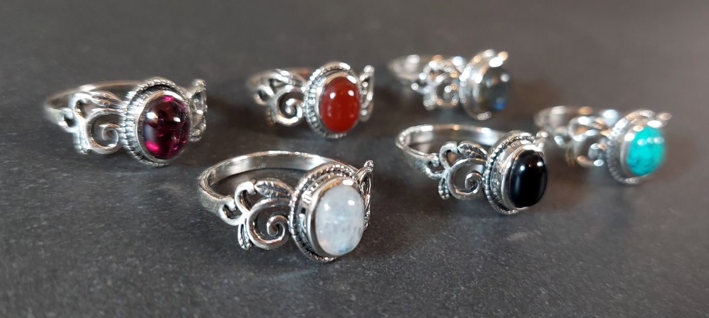 Silverring med Cabochon - Blad