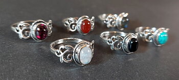 Silverring med Cabochon - Blad