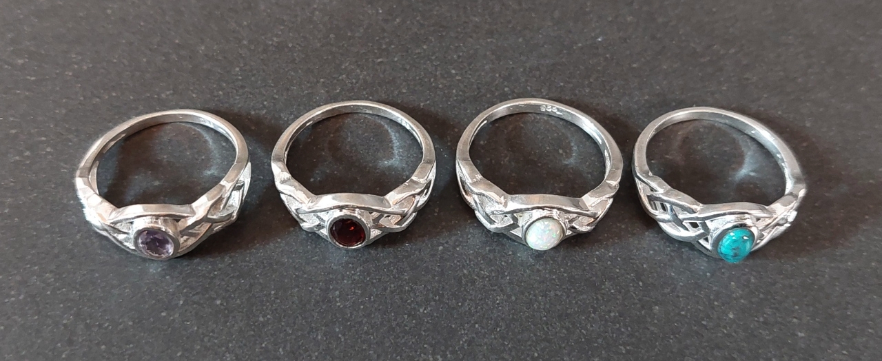 Silverring med Sten - Keltisk Knut - 3