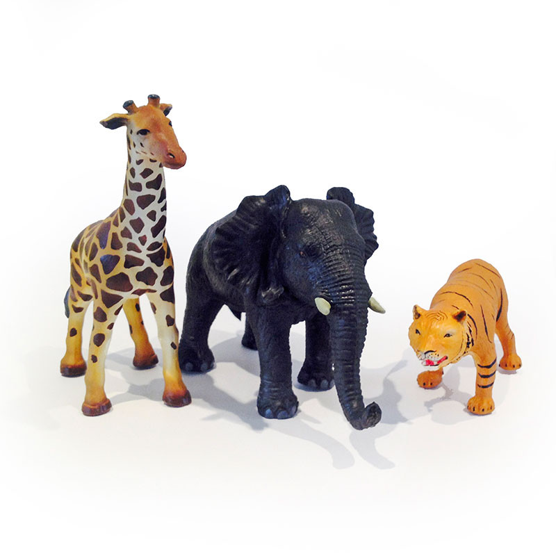 Giraffe elefant og tiger latex dyrelegetøj