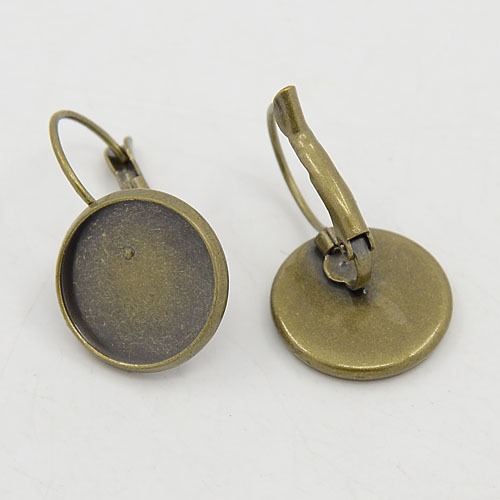 Örhängesämne med cabochonplatta 14 mm antikbrons 8 st