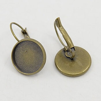Örhängesämne med cabochonplatta 14 mm antikbrons 8 st