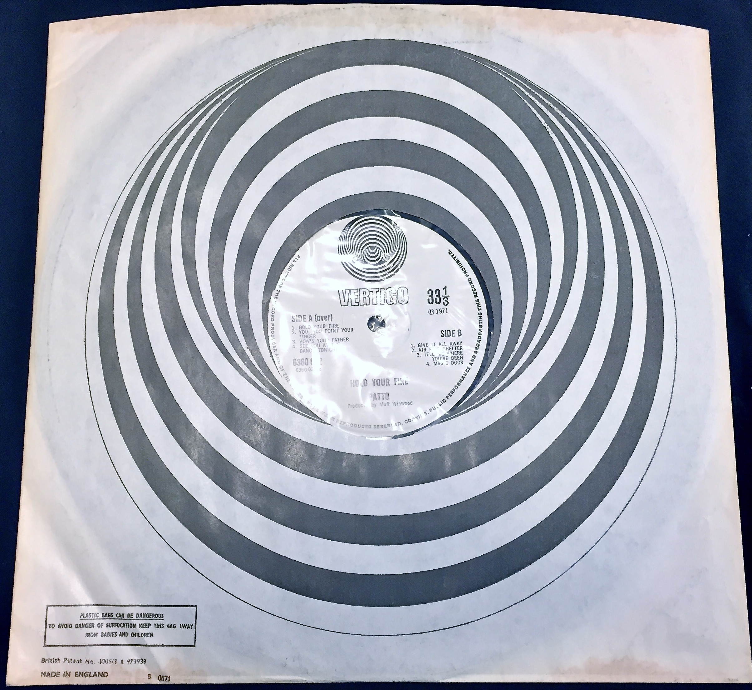 Nostalgipalatset - PATTO - Hold your fire UK-orig Vertigo LP