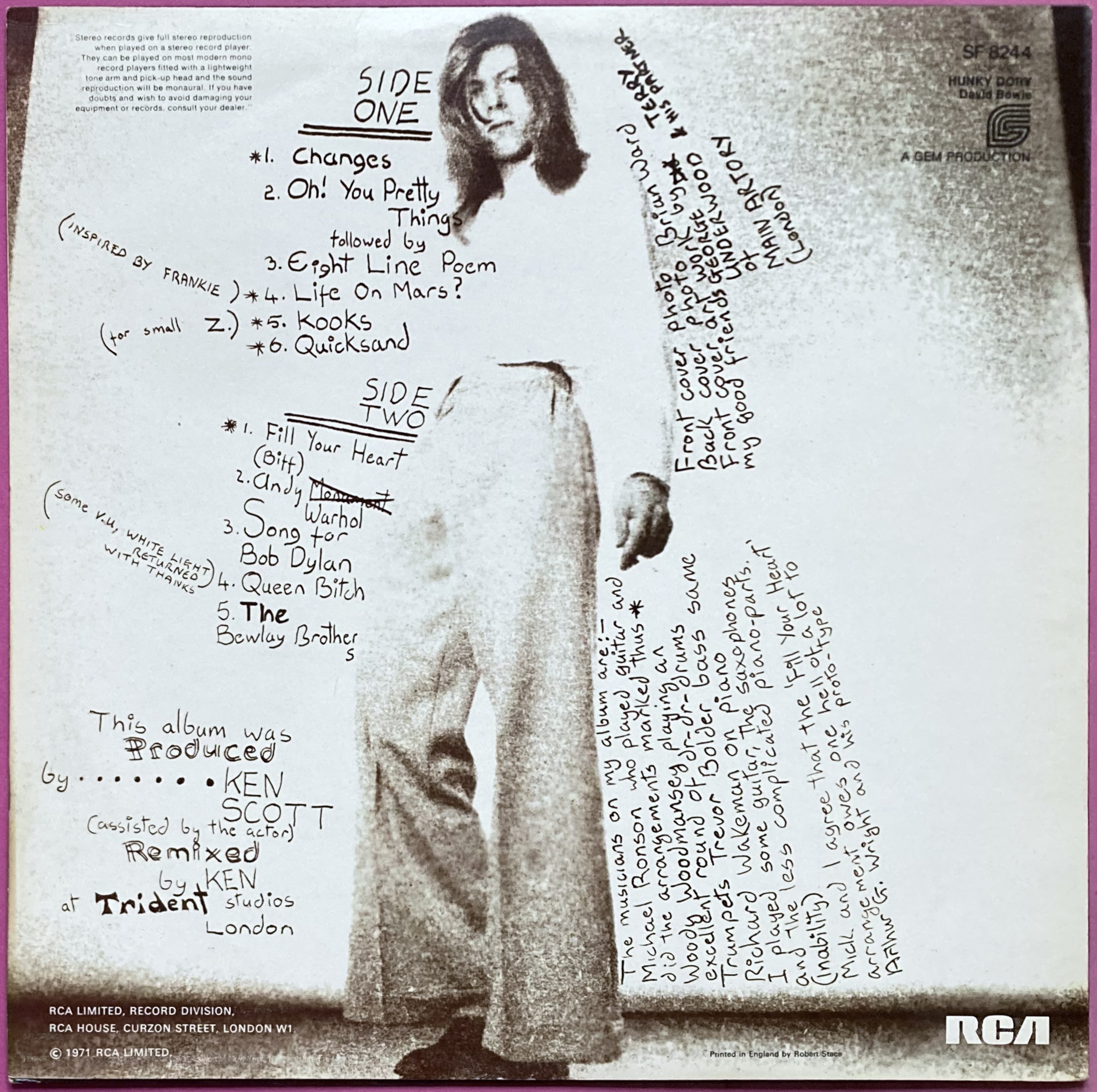 DAVID BOWIE - Hunky dory UK LP 1971 - 2