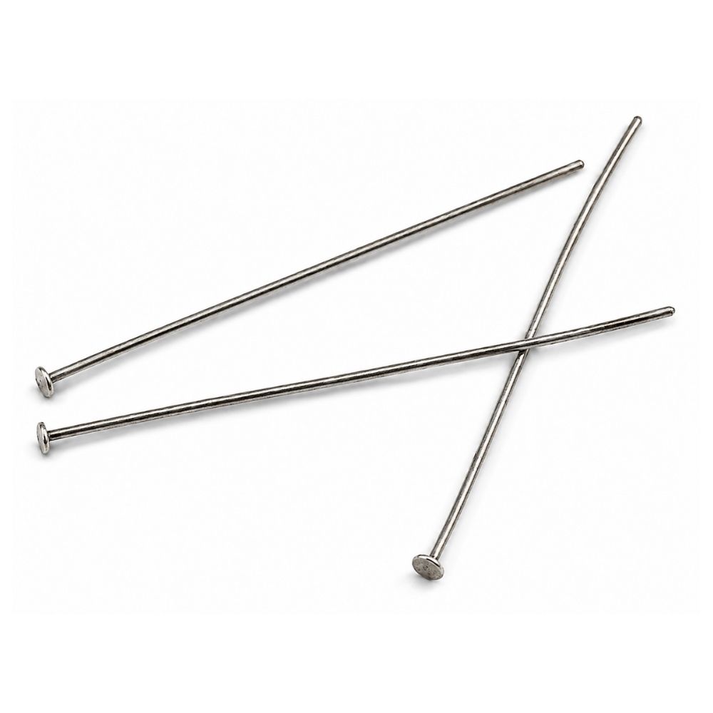 Hattpinnar 50st antiksilverfärg mässingsbas