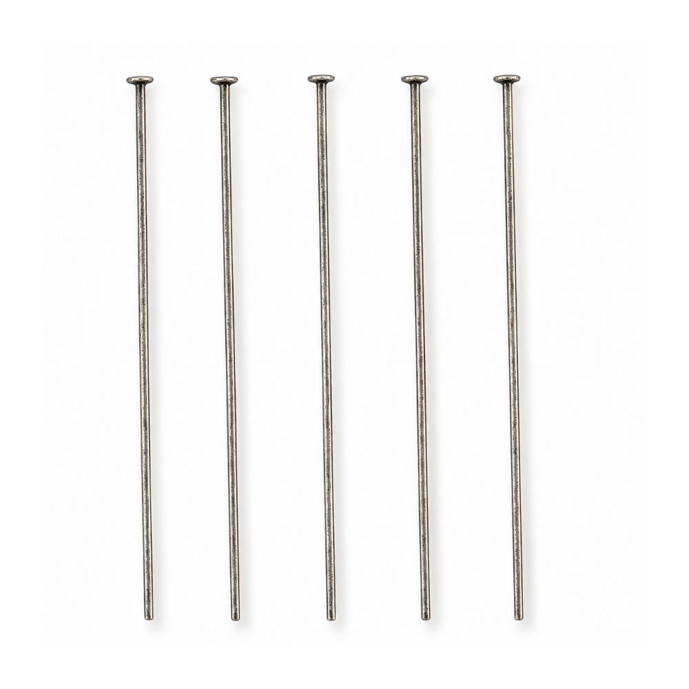 Hattpinnar 50st antiksilverfärg mässingsbas - 2