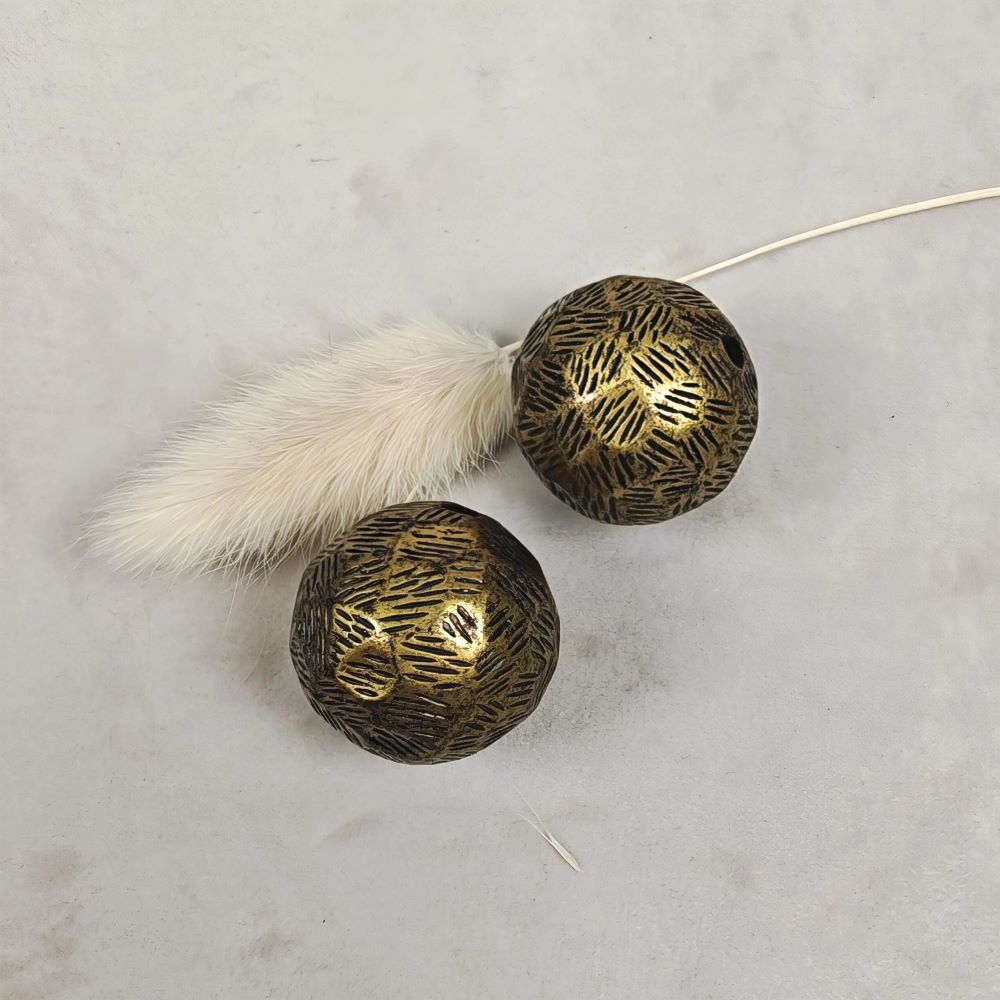 CCB pärla kula 25 mm antikguld 2 st