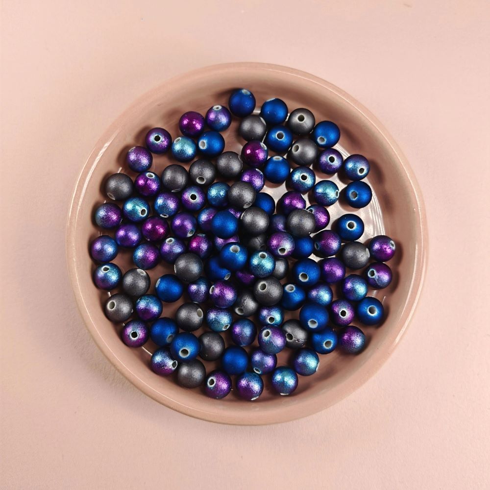 Akrylpärlor 8mm blåmix ca 100st