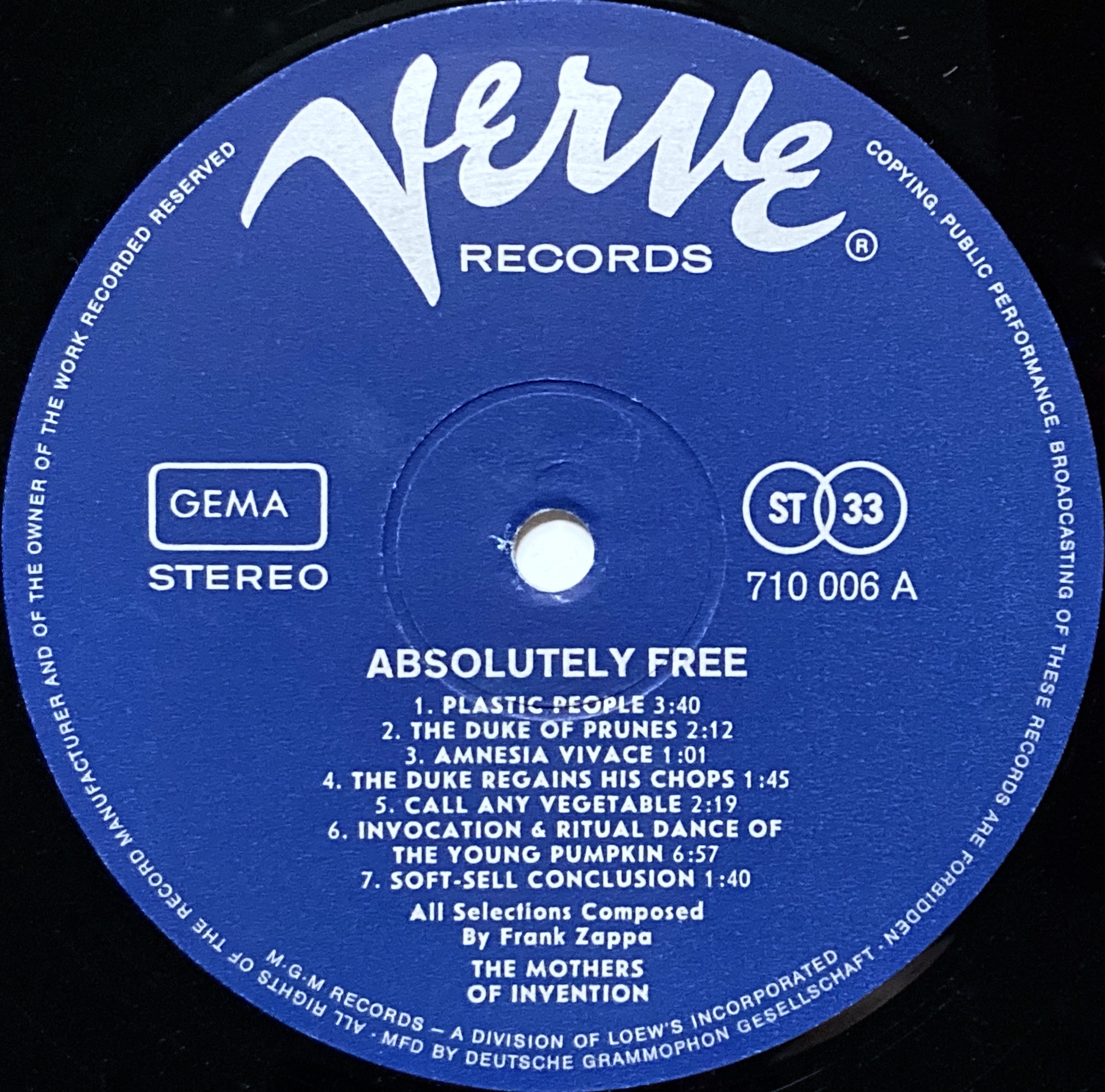 MOTHERS OF INVENTION - Absolutely free Ger-orig LP 1967 - 4