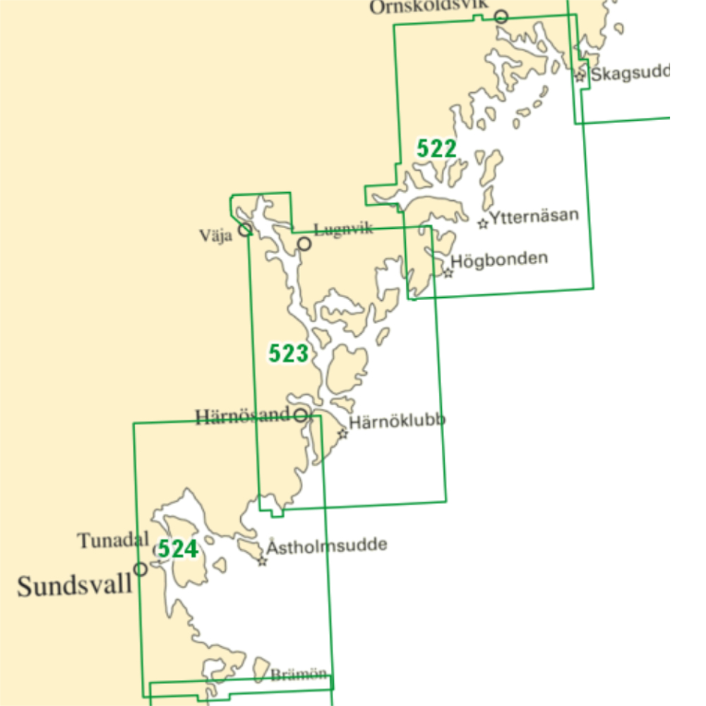 Nautical chart No 523 Härnön-Kramfors