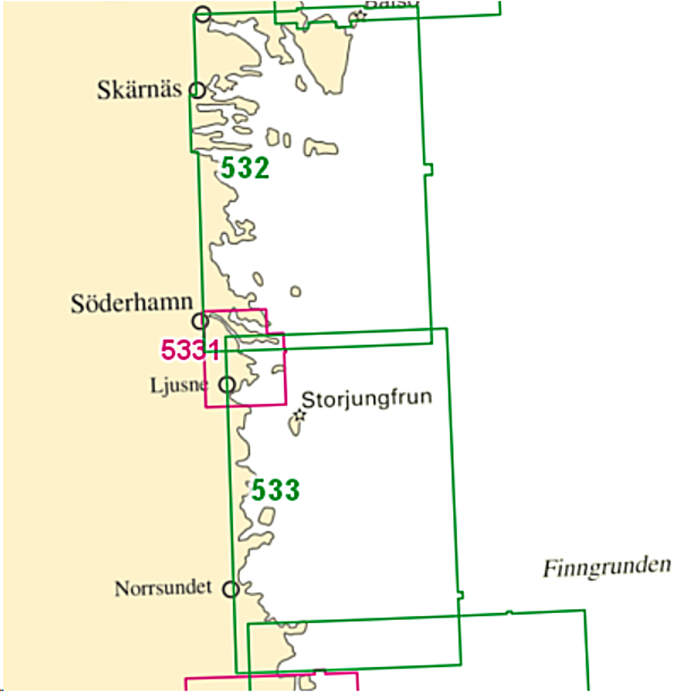 Sjökort Nr 532 Hällgrund-Hornslandet