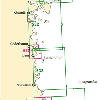Sjökort Nr 532 Hällgrund-Hornslandet