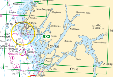 Nautical chart No. 933 Hunnebostrand-Uddevalla-Gullholmen