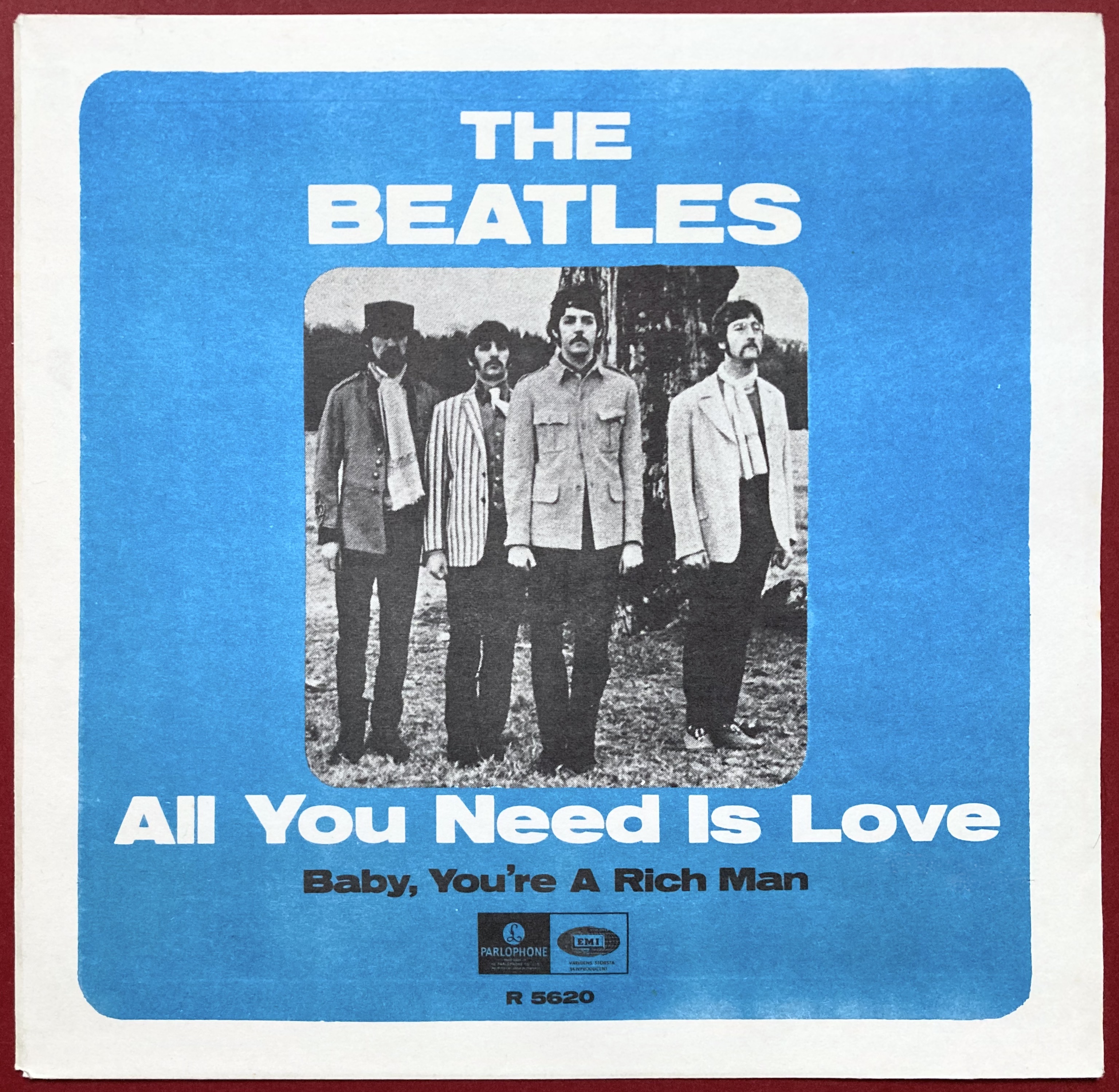 BEATLES - All you need is love H. HERMITS toplist 7" Swe 1967 PS ONLY - Archive copy / MINT-!