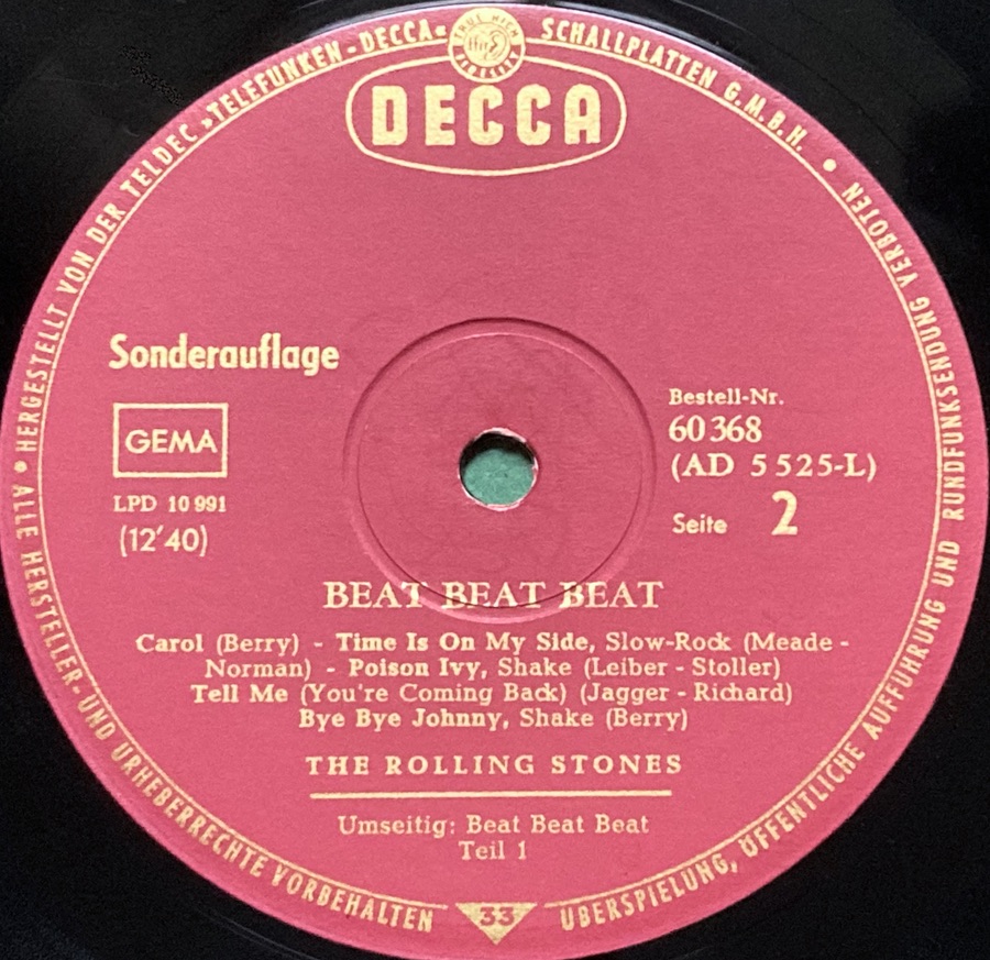 ROLLING STONES - Beat Beat Beat Ger-orig 10" LP 1965 - 4