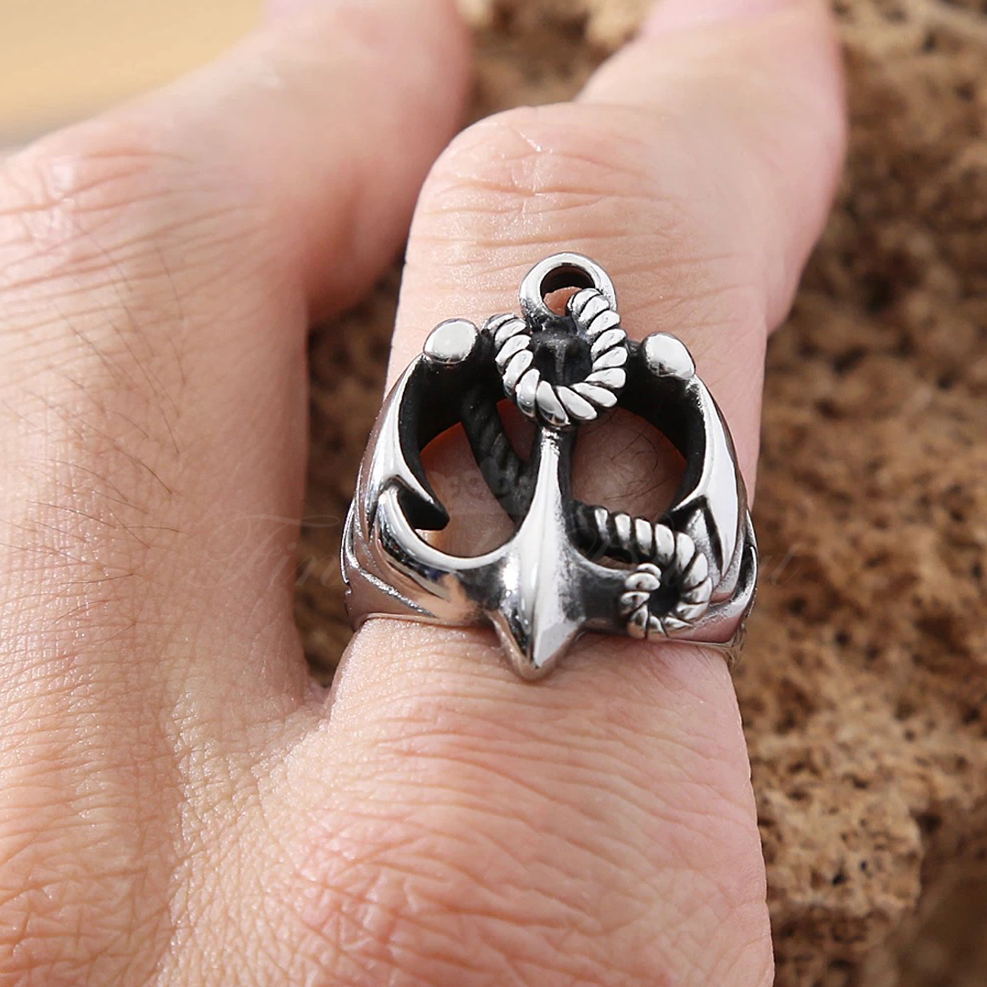 Punk Ring - Ankare & Rep Klackring 316L - Pirate Anchor - 4