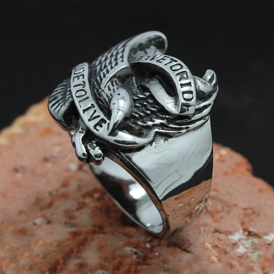 Live to Ride * Ride to Live - Eagle Biker Ring Classic HD MC Ring - 5