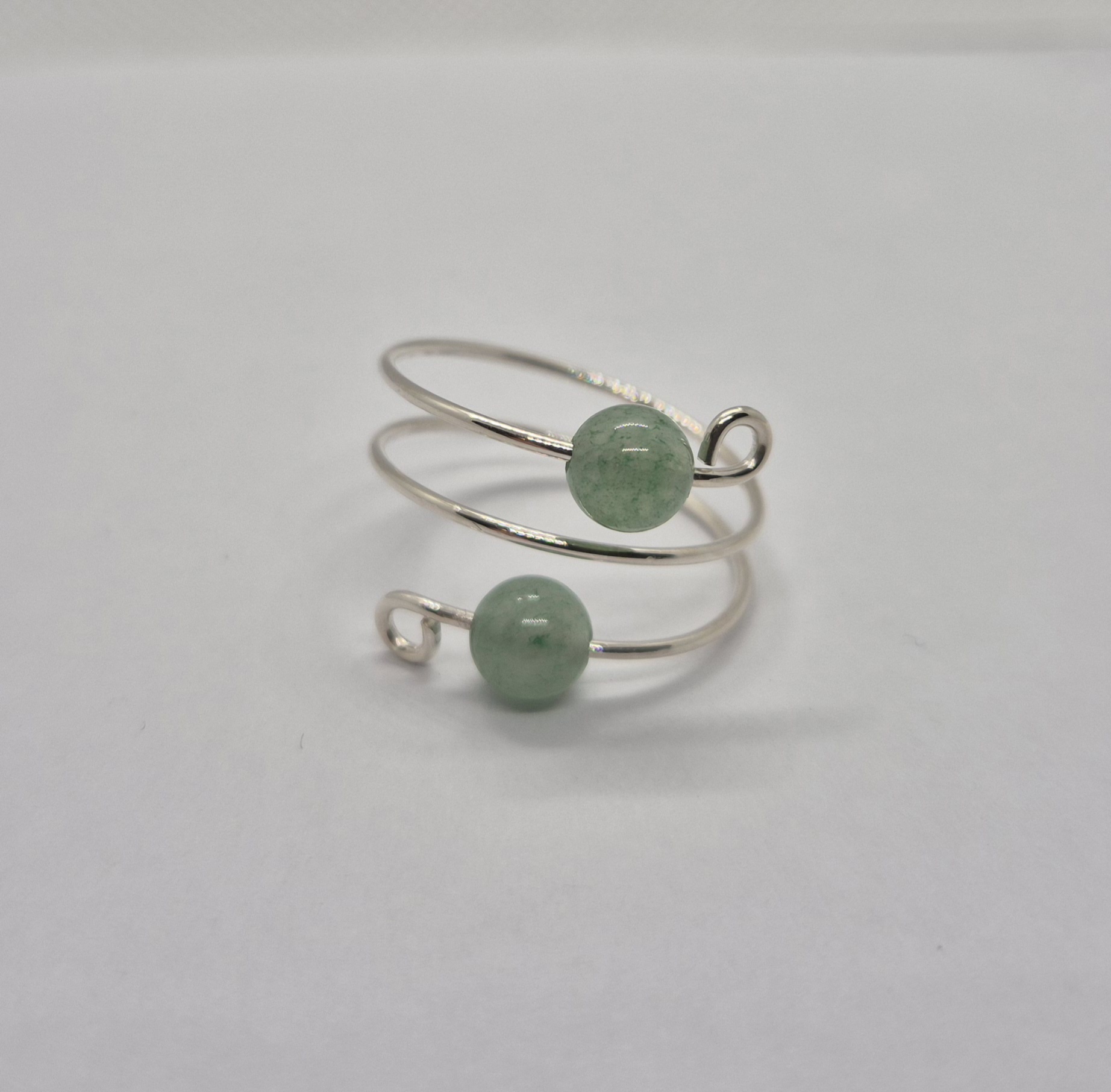 Trådring med två aventurin - 925 Sterling Silver 