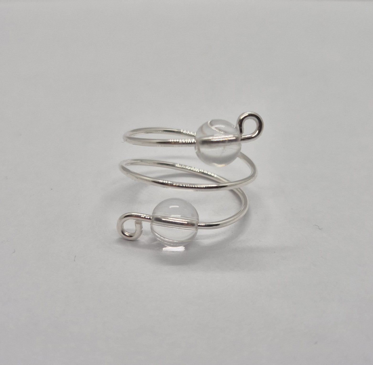 Trådring med två  bergkristall - 925 Sterling Silver 