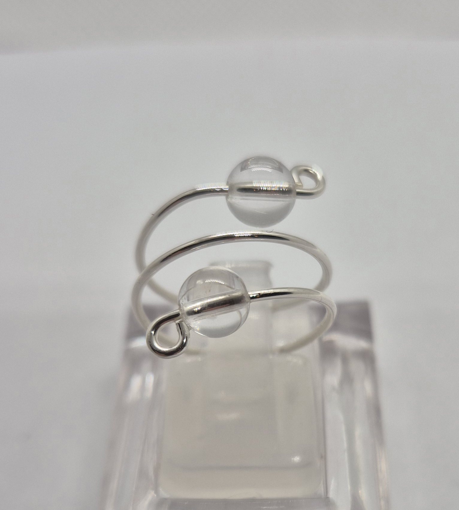 Trådring med två  bergkristall - 925 Sterling Silver  - 2