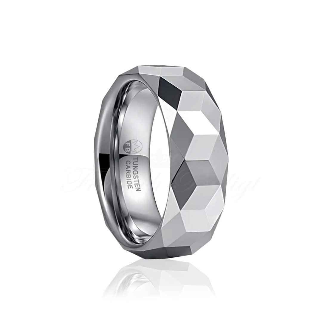 Ring Tungsten Woman Diamant Facetter 4mm 6mm 8mm BrilliantTungstensring extreme gloss romb Luxury FintochBilligt