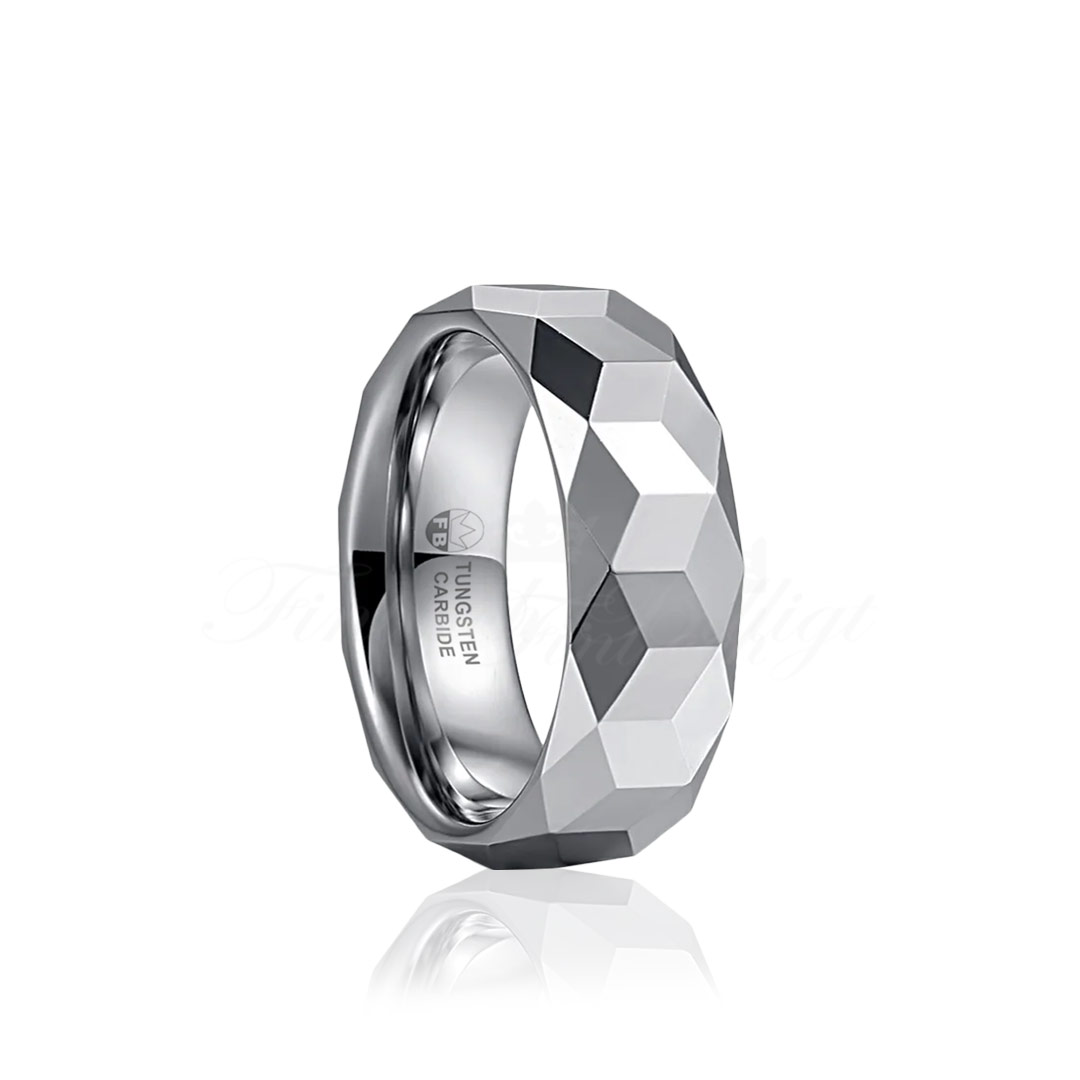 Ring Tungsten Man Diamant Facetter 4mm 6mm 8mm BrilliantTungstensring extreme gloss romb Luxury FintochBilligt