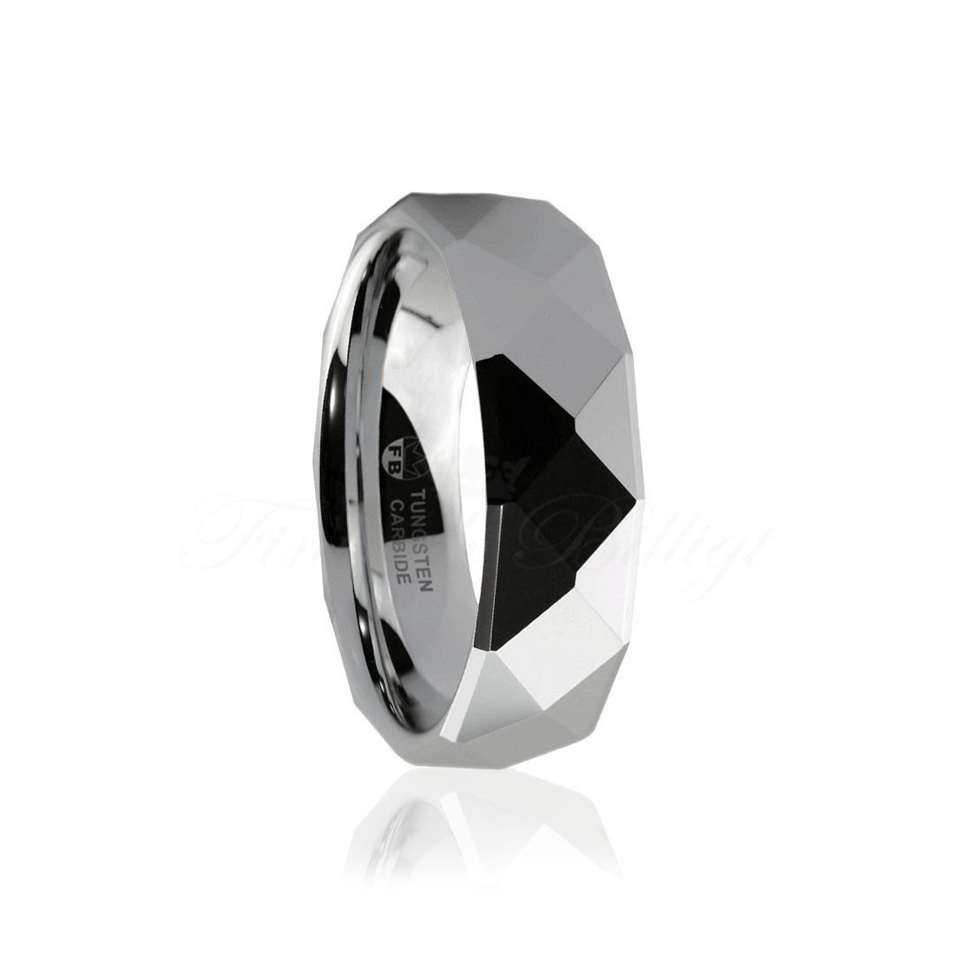 Ring Pyramide - Solid Tungsten Ring Facet Design Højglans - 2