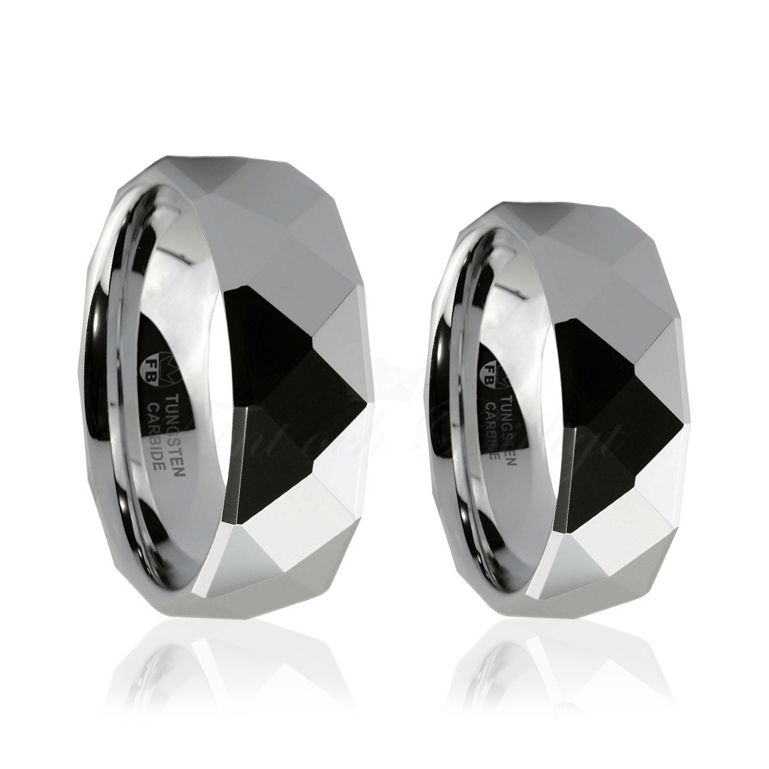 Ring Pyramide - Solid Tungsten Ring Facet Design Højglans - 6