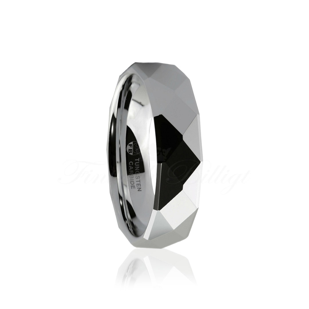 Ring Pyramide - Solid Tungsten Ring Facet Design Højglans - 3