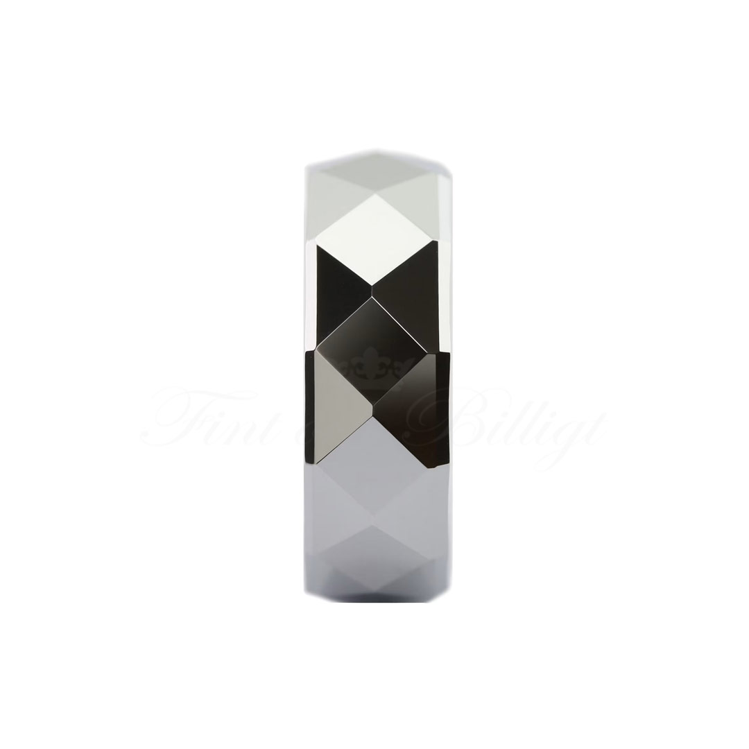 Ring Pyramide - Solid Tungsten Ring Facet Design Højglans - 4