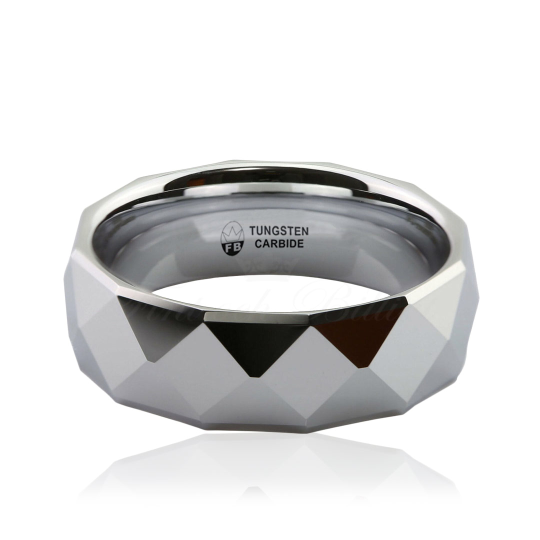 Ring Pyramide - Solid Tungsten Ring Facet Design Højglans - 5
