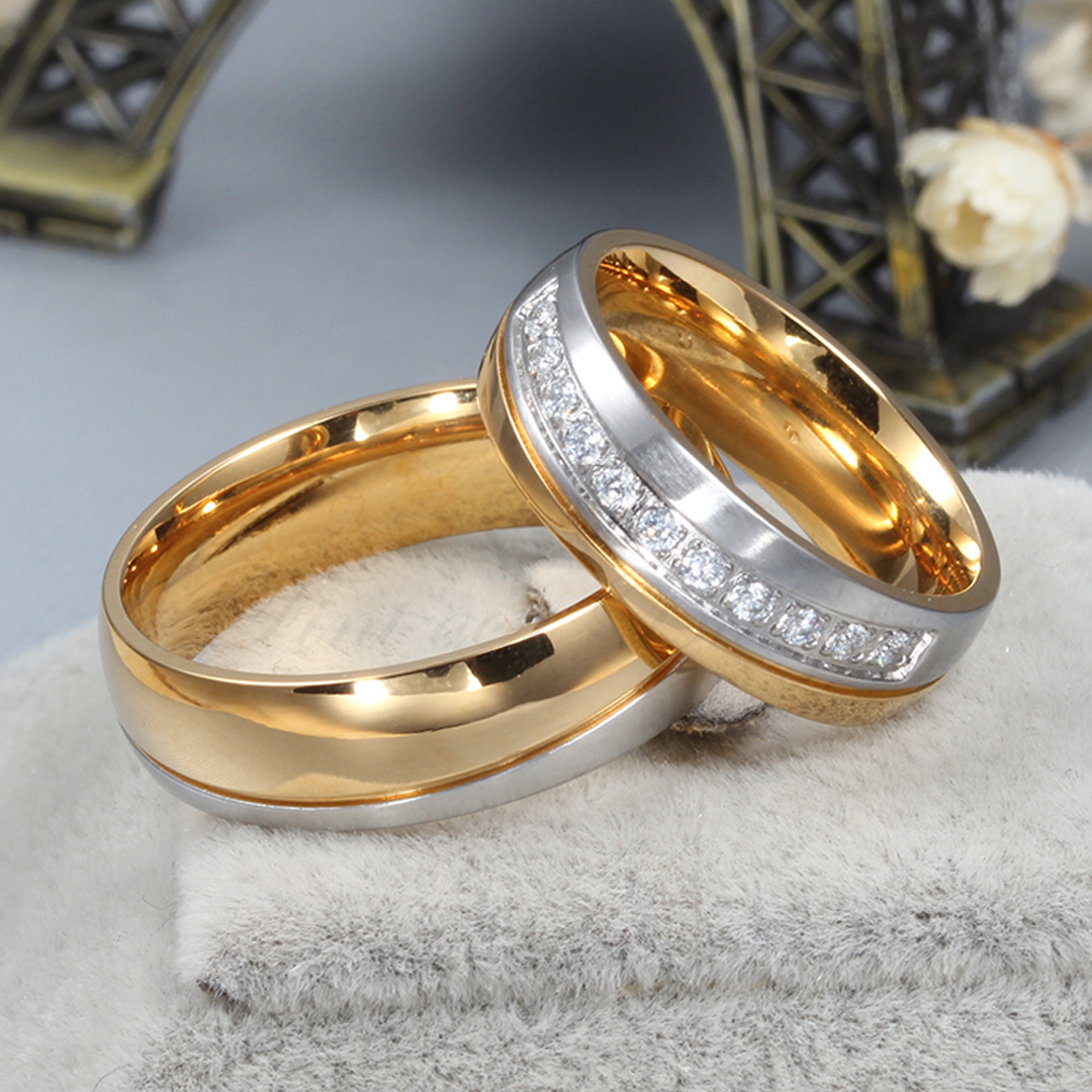 Beautiful Gold – Alliance Ring 18K Gold Plated with/without 11 Cubic Zirconia - 4