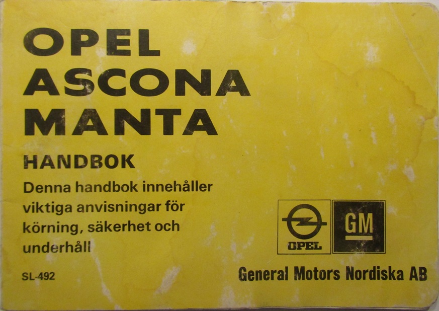 1979 Opel Ascona Manta Handbok svensk