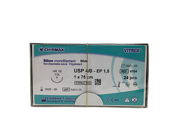 Silon suture 4-0, HR 18 mm needle, 75 cm blue