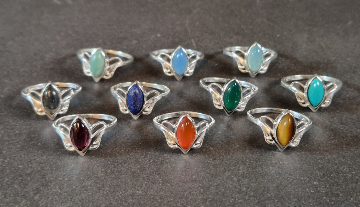 Silverring med Cabochon - Fjäril