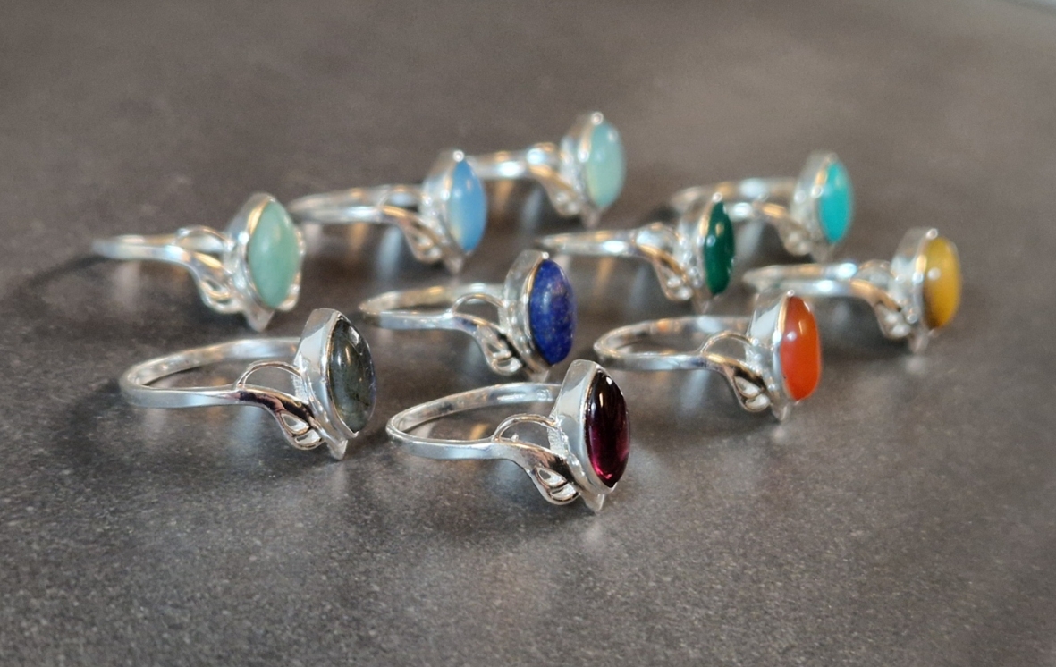 Silverring med Cabochon - Fjäril - 3