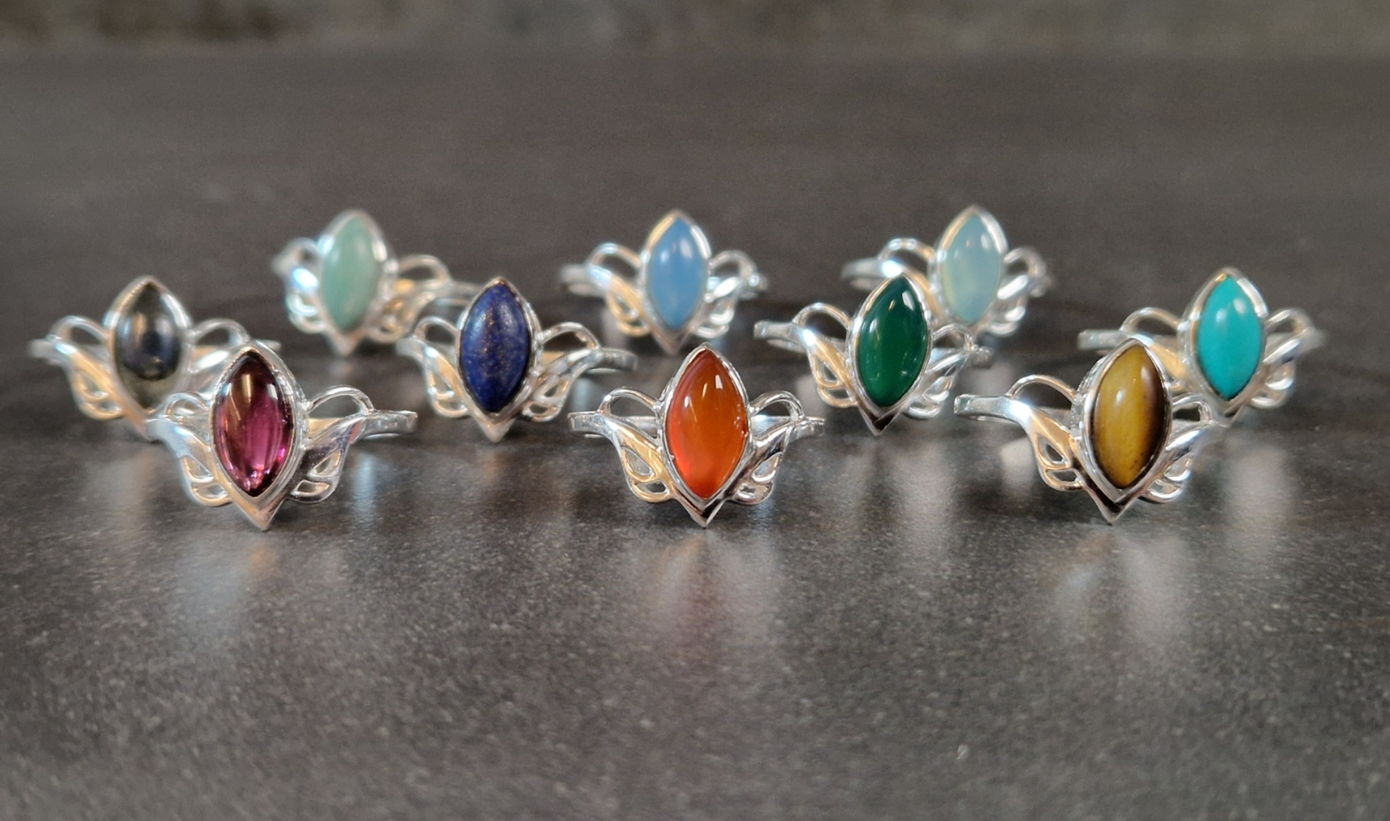 Silverring med Cabochon - Fjäril - 4