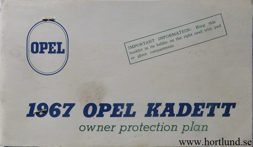 1967 Opel Kadett Owner Protection Plan