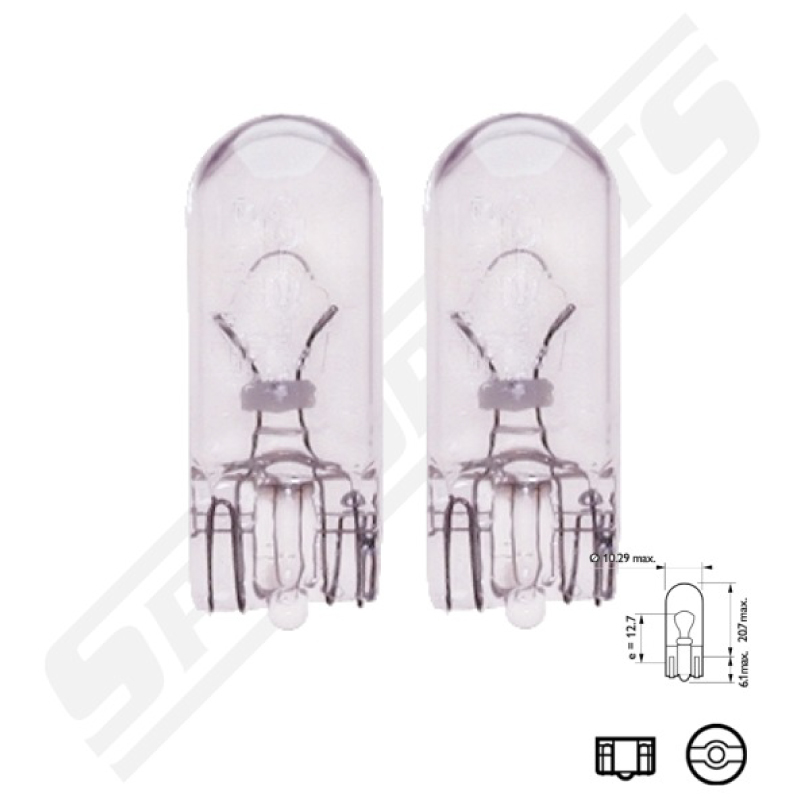 Glödlampa 12V 5W W2,1x9,5d  T10