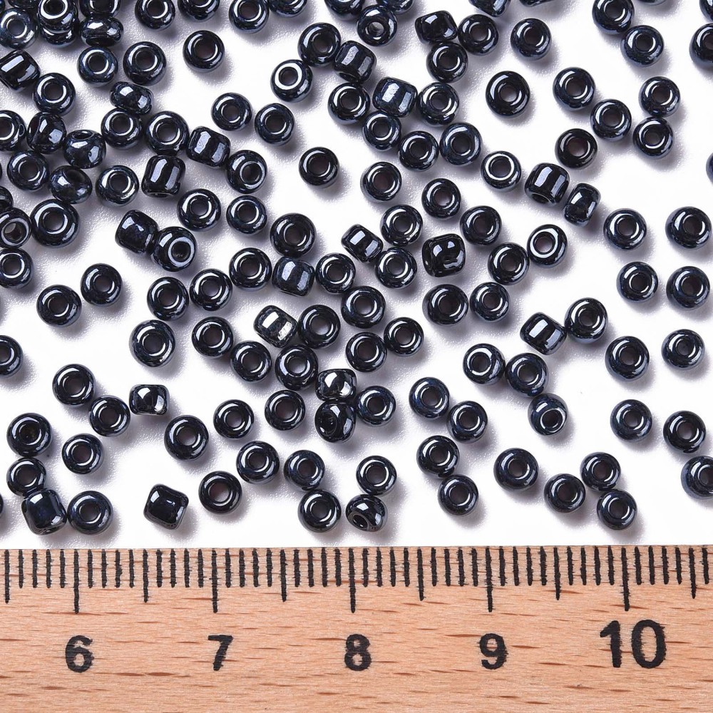 Seed beads 8/0 3 mm hematitblå - 4