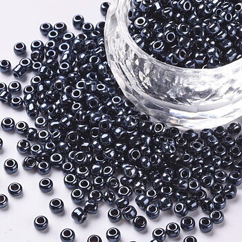 Seed beads 8/0 3 mm hematitblå